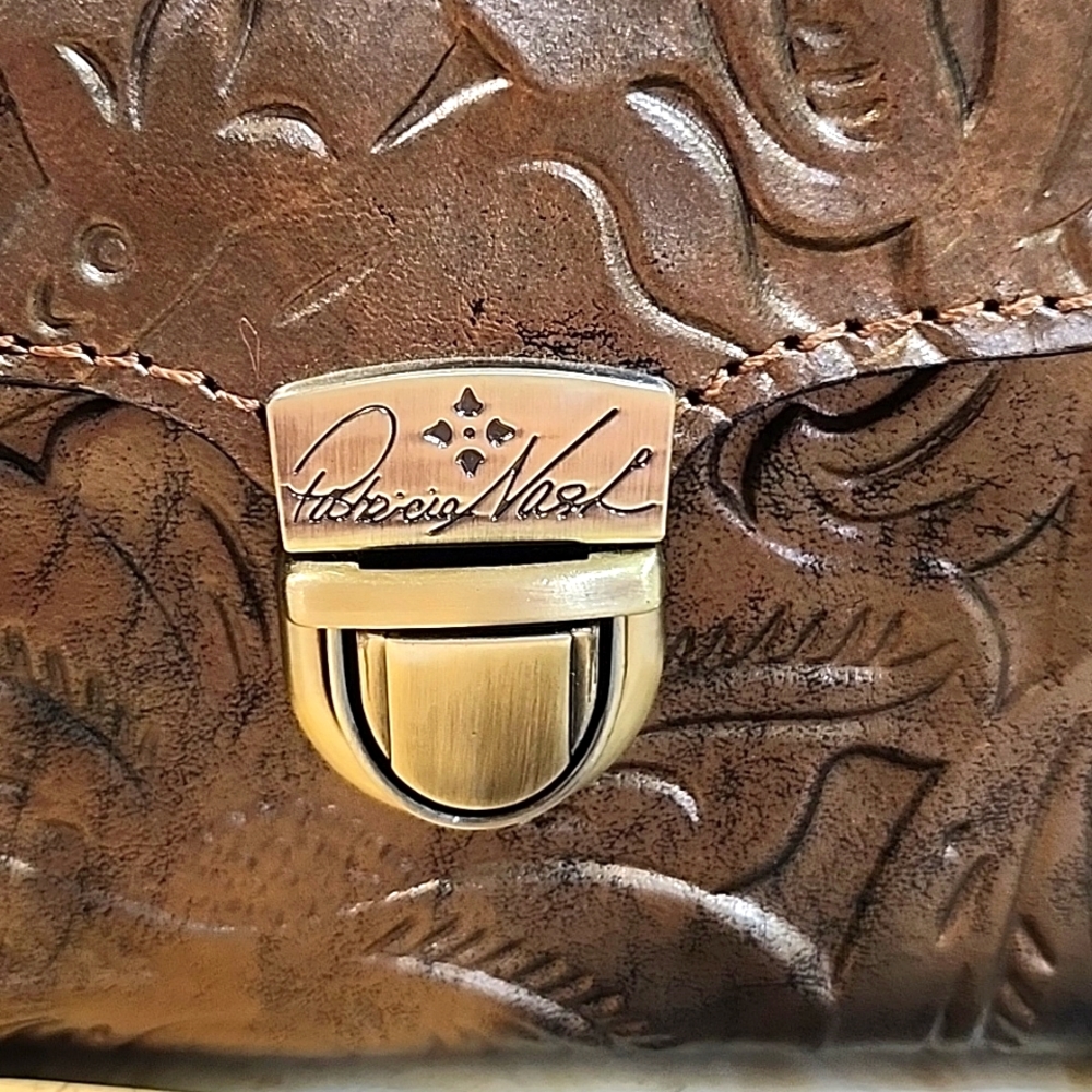 Patricia Nash Bronze Brown Tooled Crossbody NWOT - Picture 3 of 15